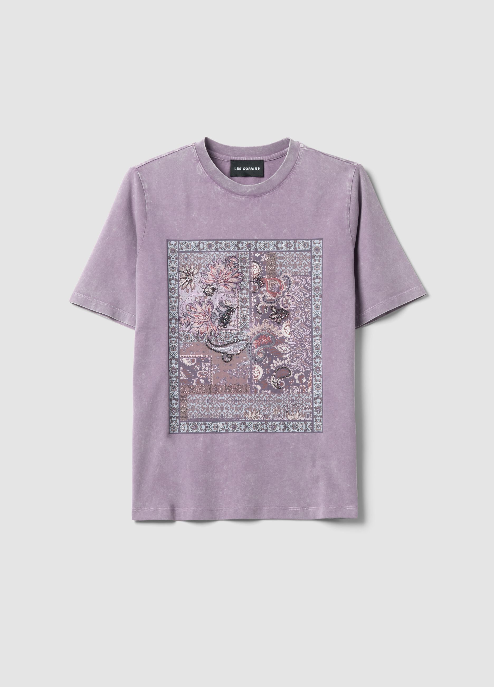&Mu;&omega;&beta; T-shirt &alpha;&pi;ό 100% &beta;&alpha;&mu;&beta;ά&kappa;&iota; &mu;&epsilon; &phi;&lambda;&omicron;&rho;ά&lambda; &sigma;&tau;ά&mu;&pi;&alpha;, relaxed &epsilon;&phi;&alpha;&rho;&mu;&omicron;&gamma;ή