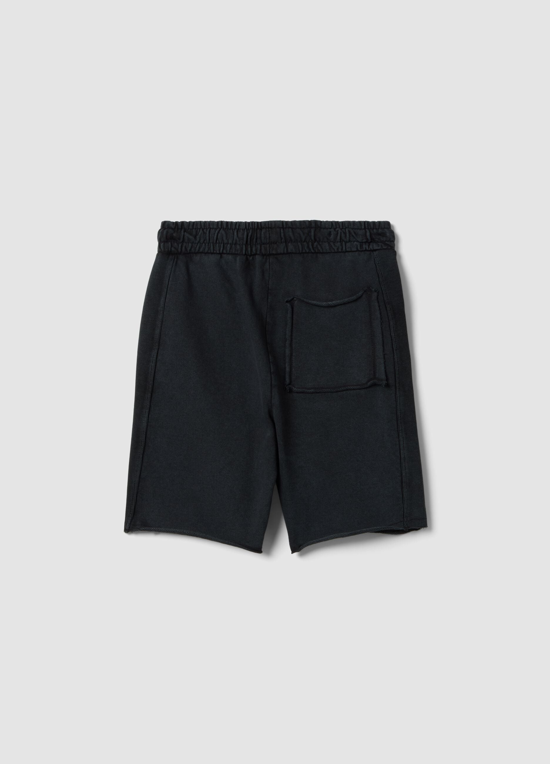 Black pure cotton shorts with elasticated waist