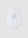 Sleeveless white pure cotton baby romper with fish_0