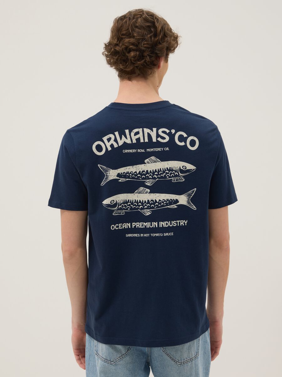 Blue short-sleeved T-shirt in 100% cotton_3