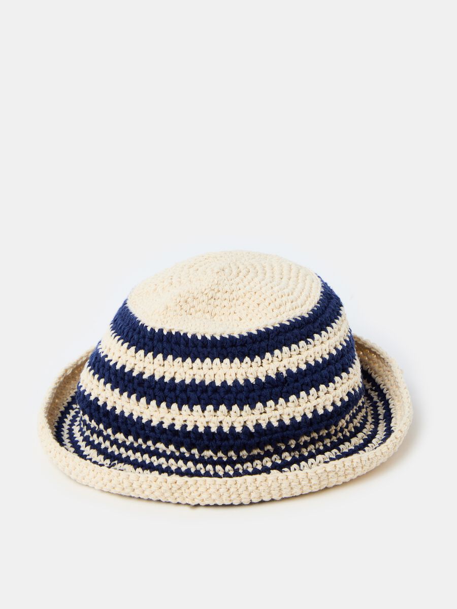 Sombrero de algodón ganchillo de rayas_1