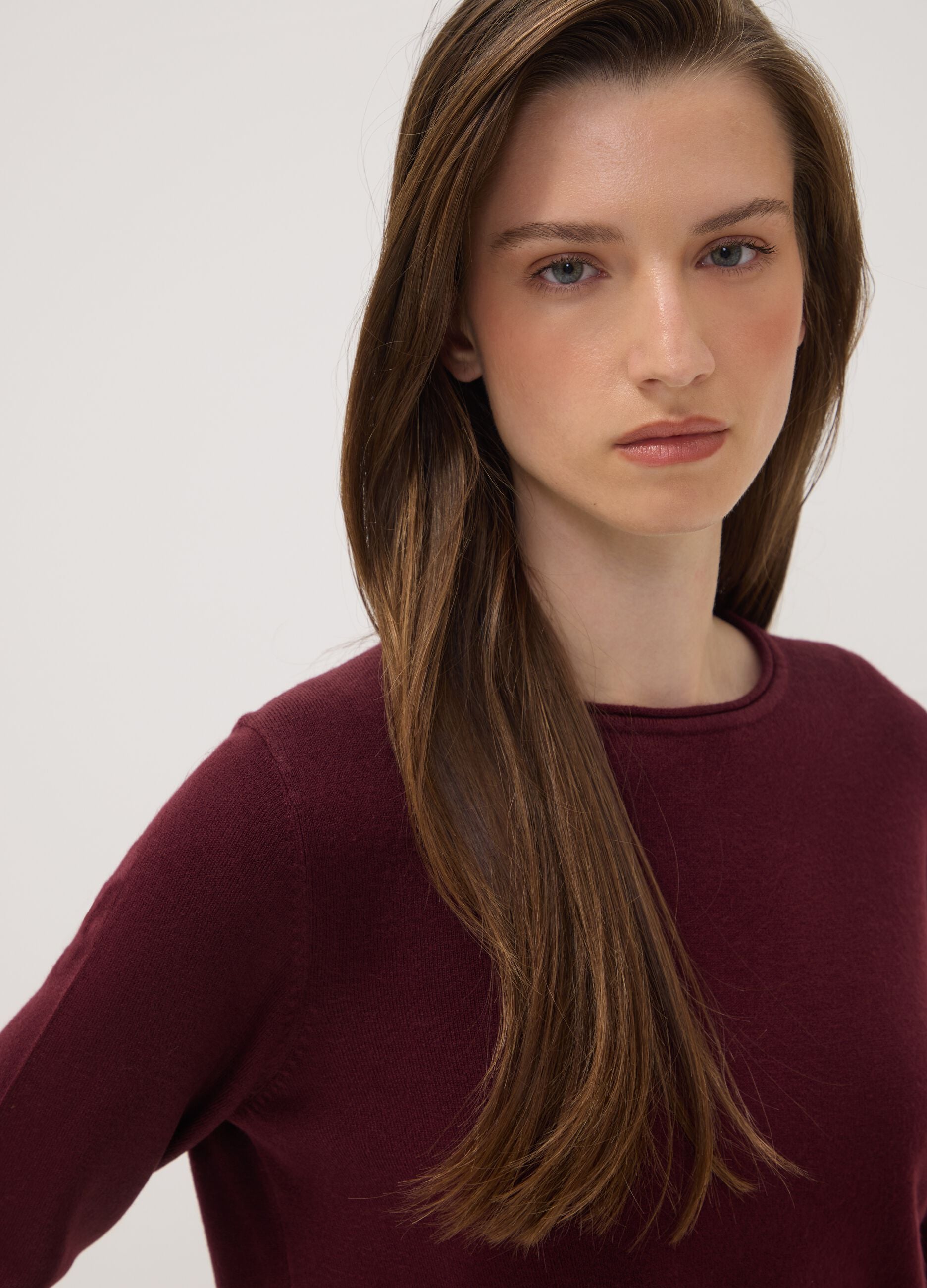 Purple long-sleeved crew-neck top