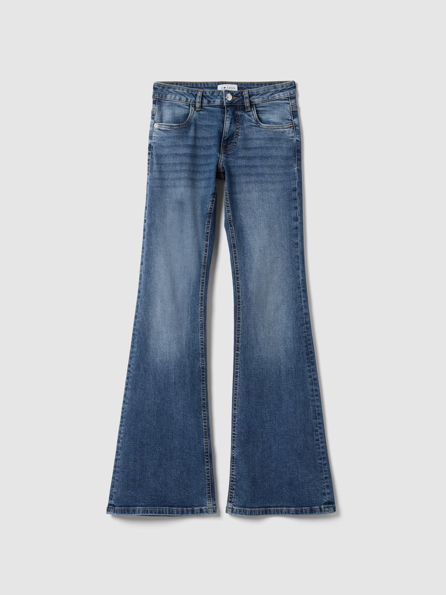 Flared jeans in blue stretch denim cotton_4