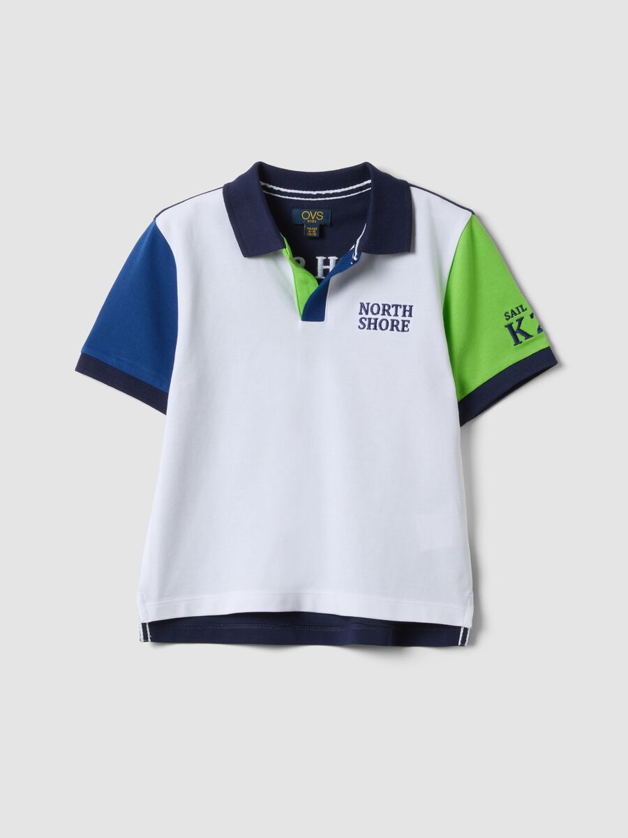 Multicolour short-sleeve stretch cotton polo shirt_0