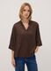 Blusa marrone in misto viscosa regular fit con collo coreano_2