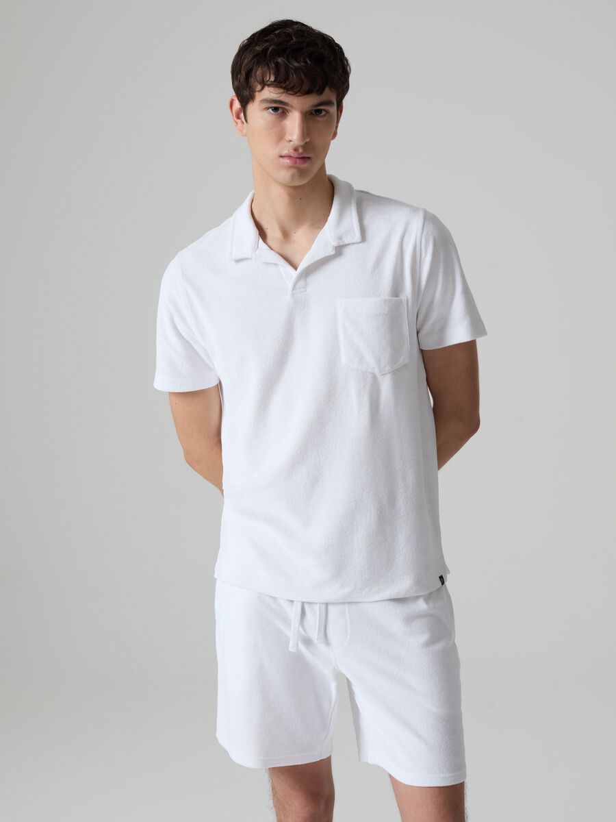 Reverse French terry polo shirt with pocket_1