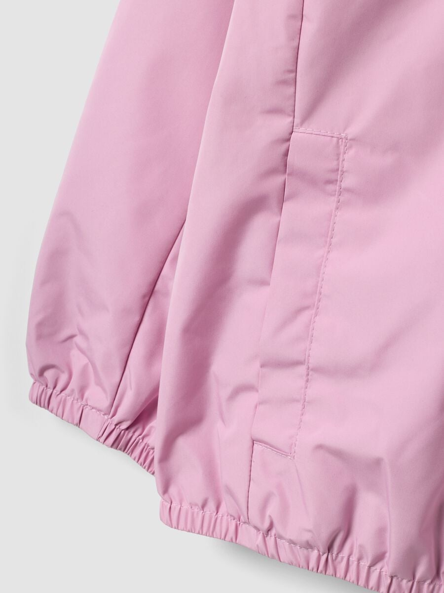 Pink hooded rain jacket with zip for girls, regular fit_2