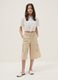 Girls' beige pure cotton cargo trousers, relaxed fit_0