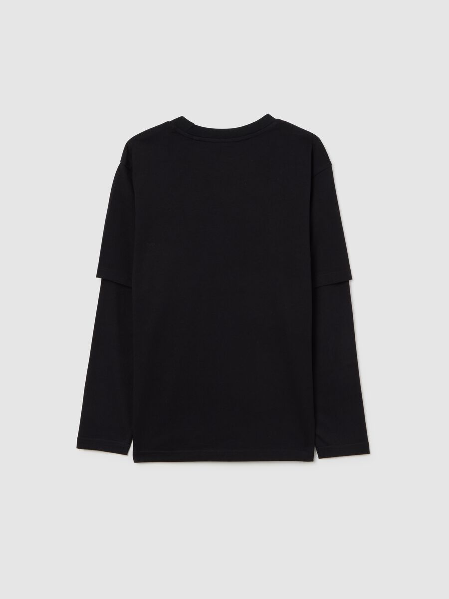Black long-sleeved pure cotton T-shirt_4