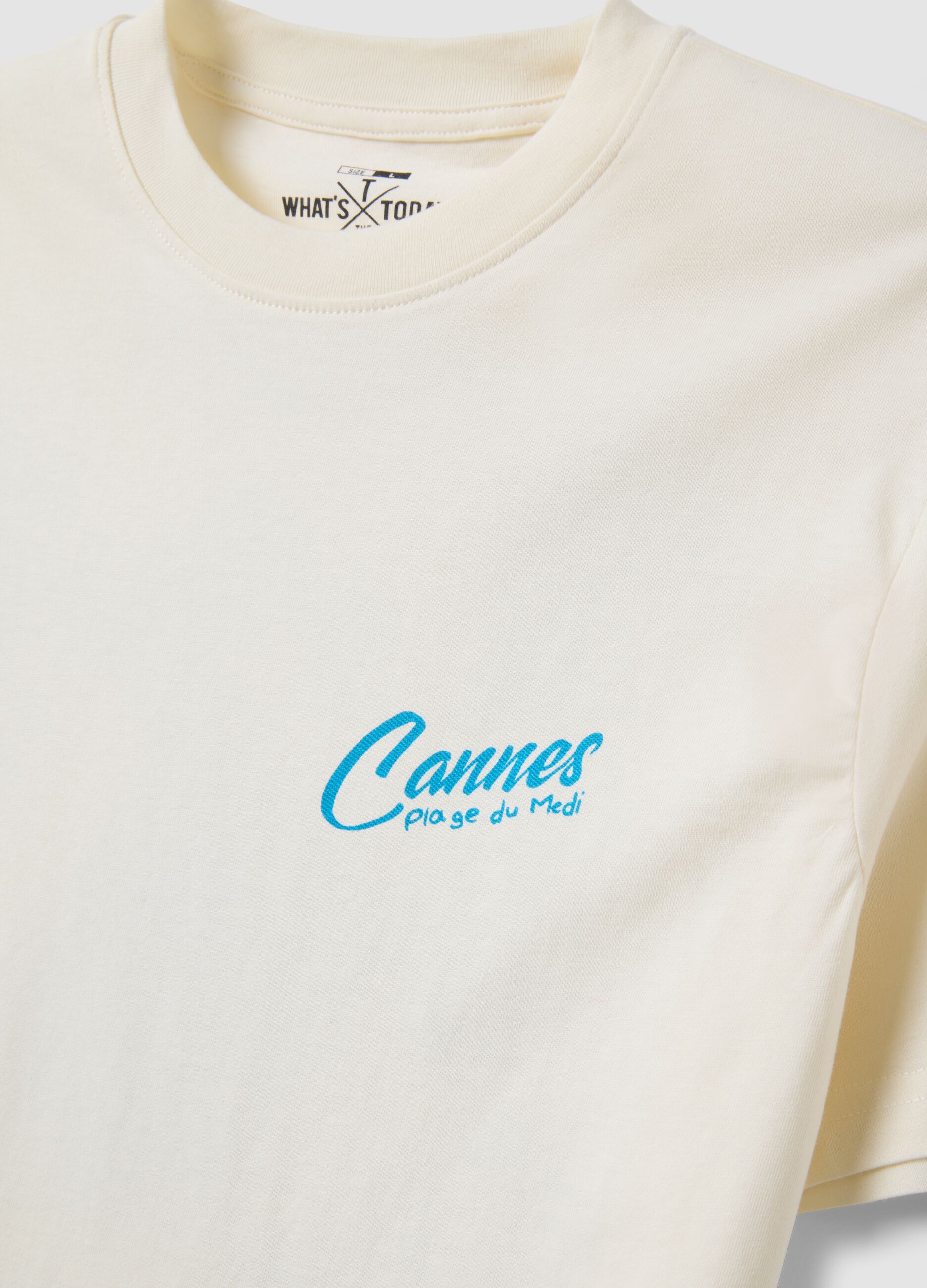 White pure cotton T-shirt with print