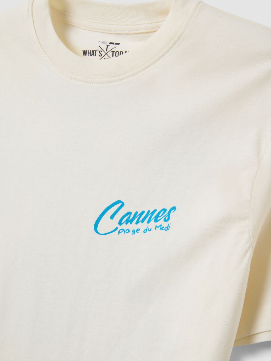 White pure cotton T-shirt with print_5