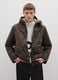 Brown cotton blend regular fit heavy parka jacket with zip_1