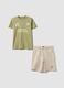 Green pure cotton set with T-shirt and shorts_3