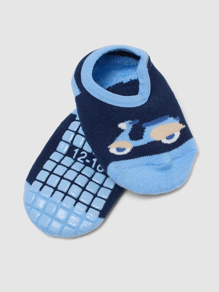 Calze antiscivolo in misto cotone multicolor da neonato con vespa_1