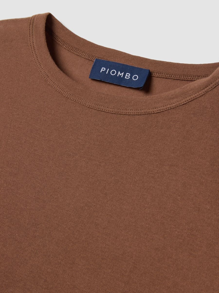 Brown crew-neck pure cotton jersey T-shirt_5