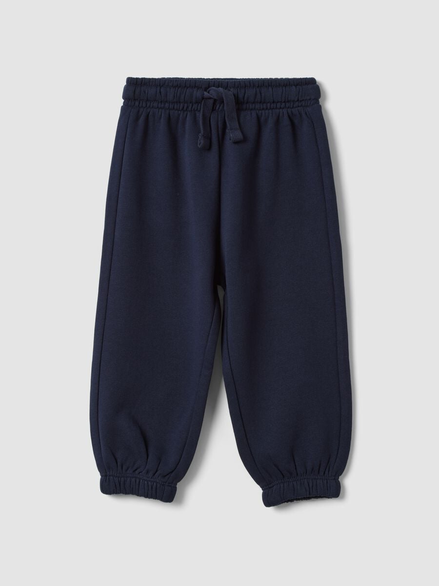 Pantaloni jogger blu in puro cotone organico_0