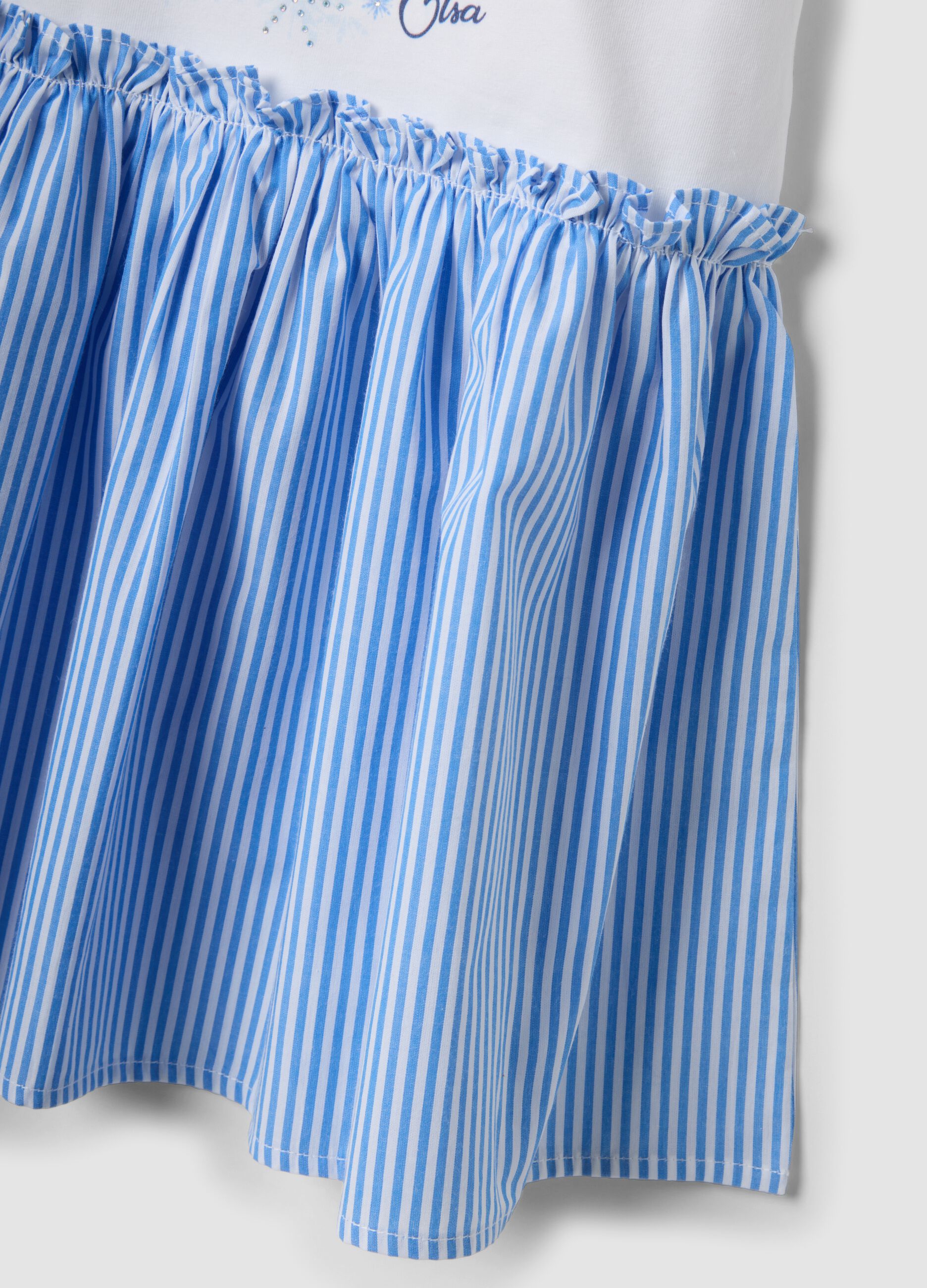 Mehrfarbiges M&auml;dchenkleid aus elastischer Baumwolle mit Frozen-Print