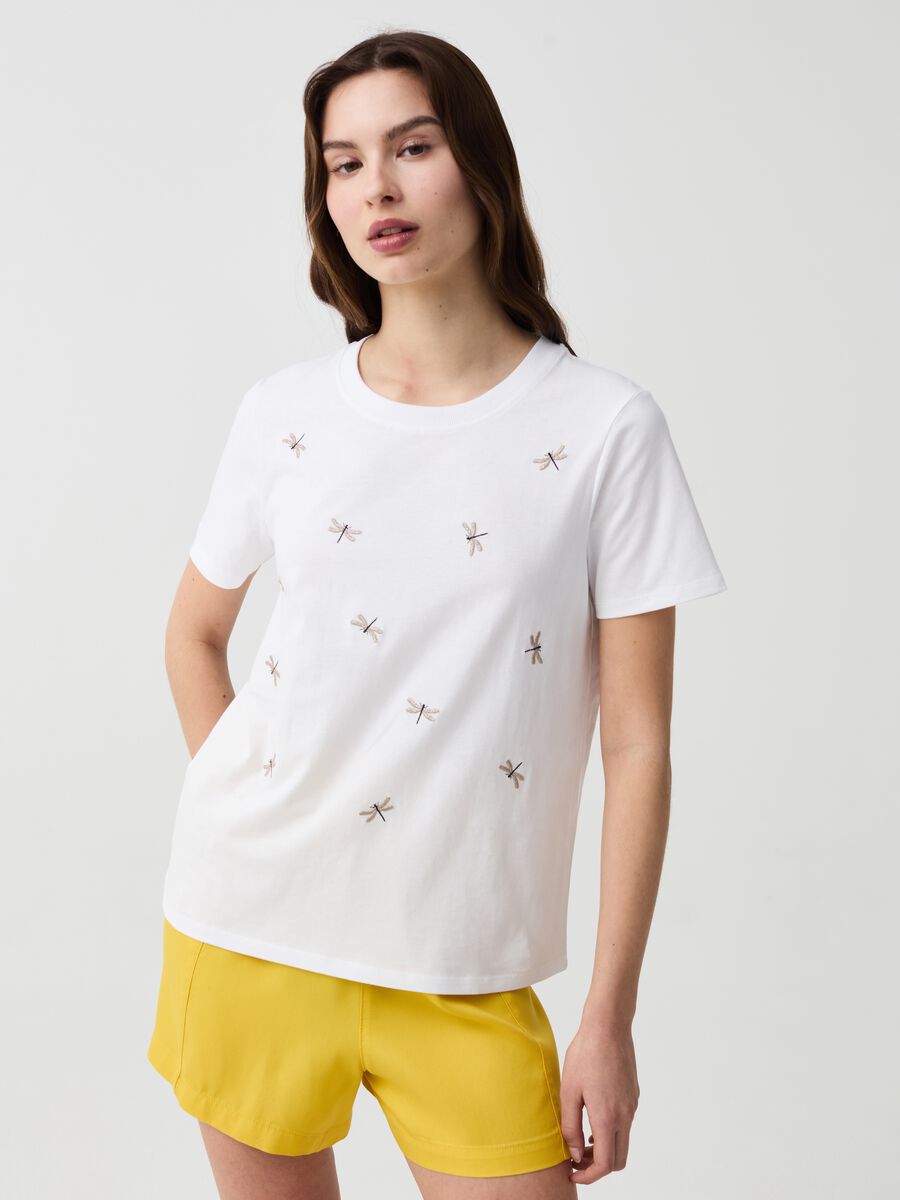 Camiseta con bordado libélulas de lurex_0
