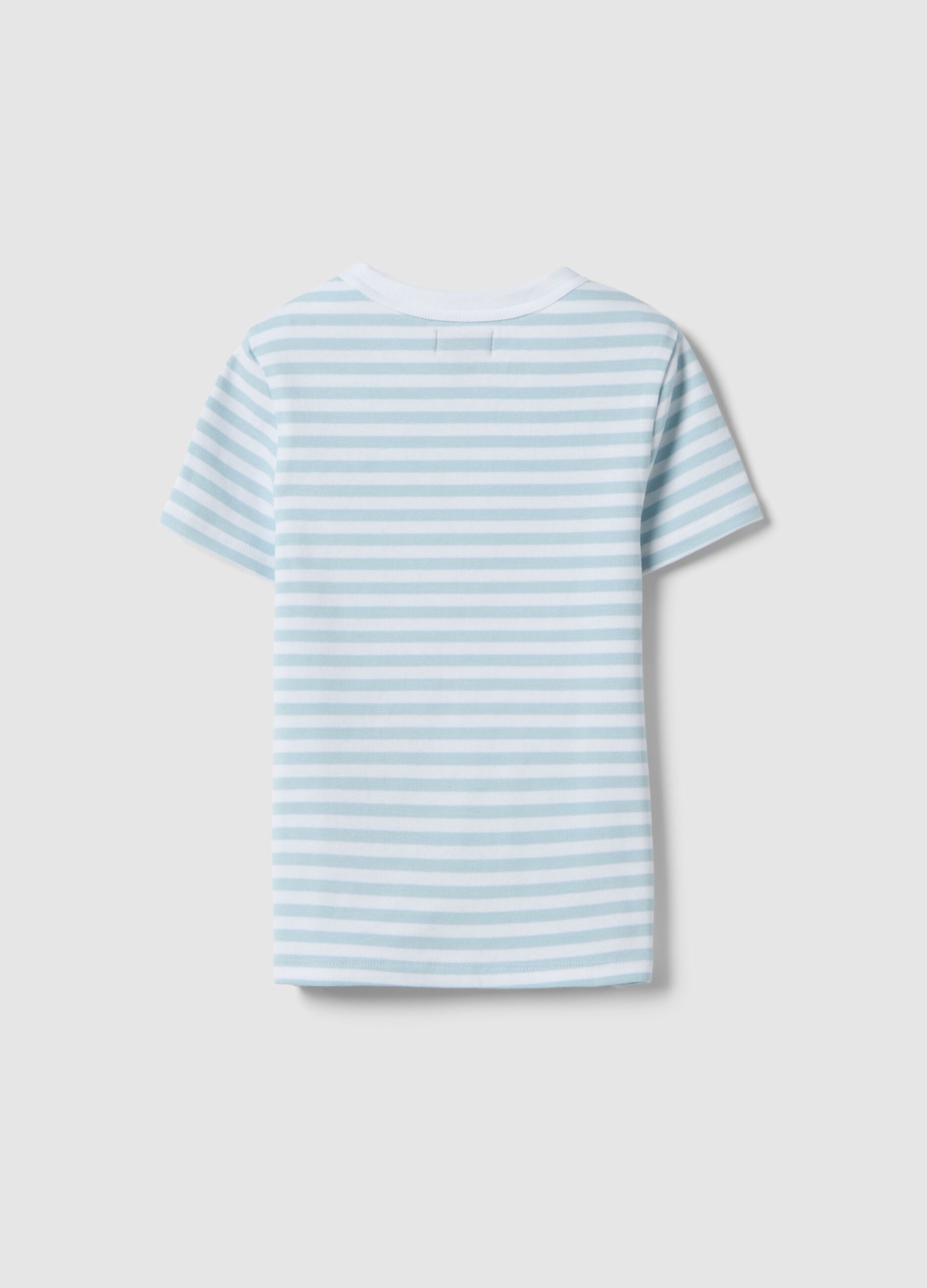 Multicolour striped slim fit stretch cotton girls' T-shirt