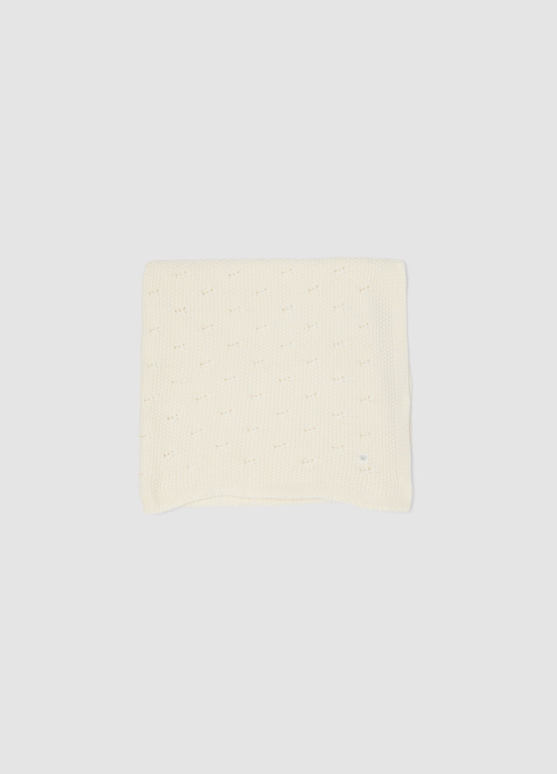 Weisse Babydecke aus reiner Bio-Baumwolle, gestrickt