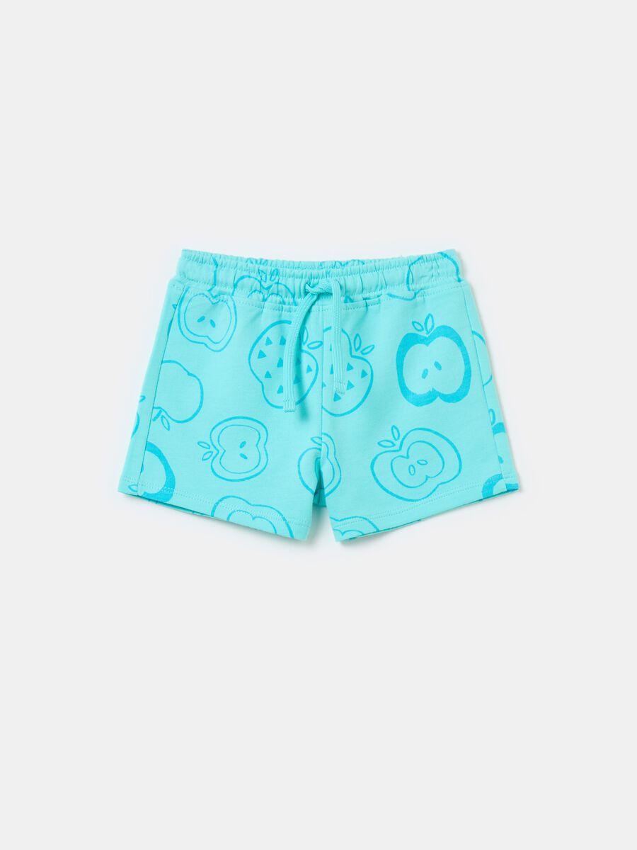 Shorts in French Terry con coulisse e stampa_0