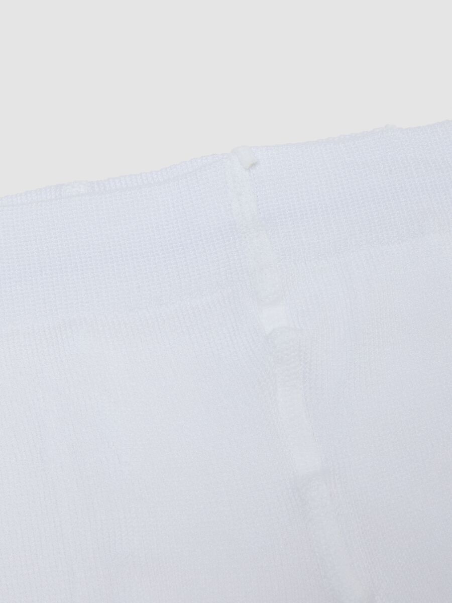 White Stretch Cotton Blend Tights for Baby Girls_1