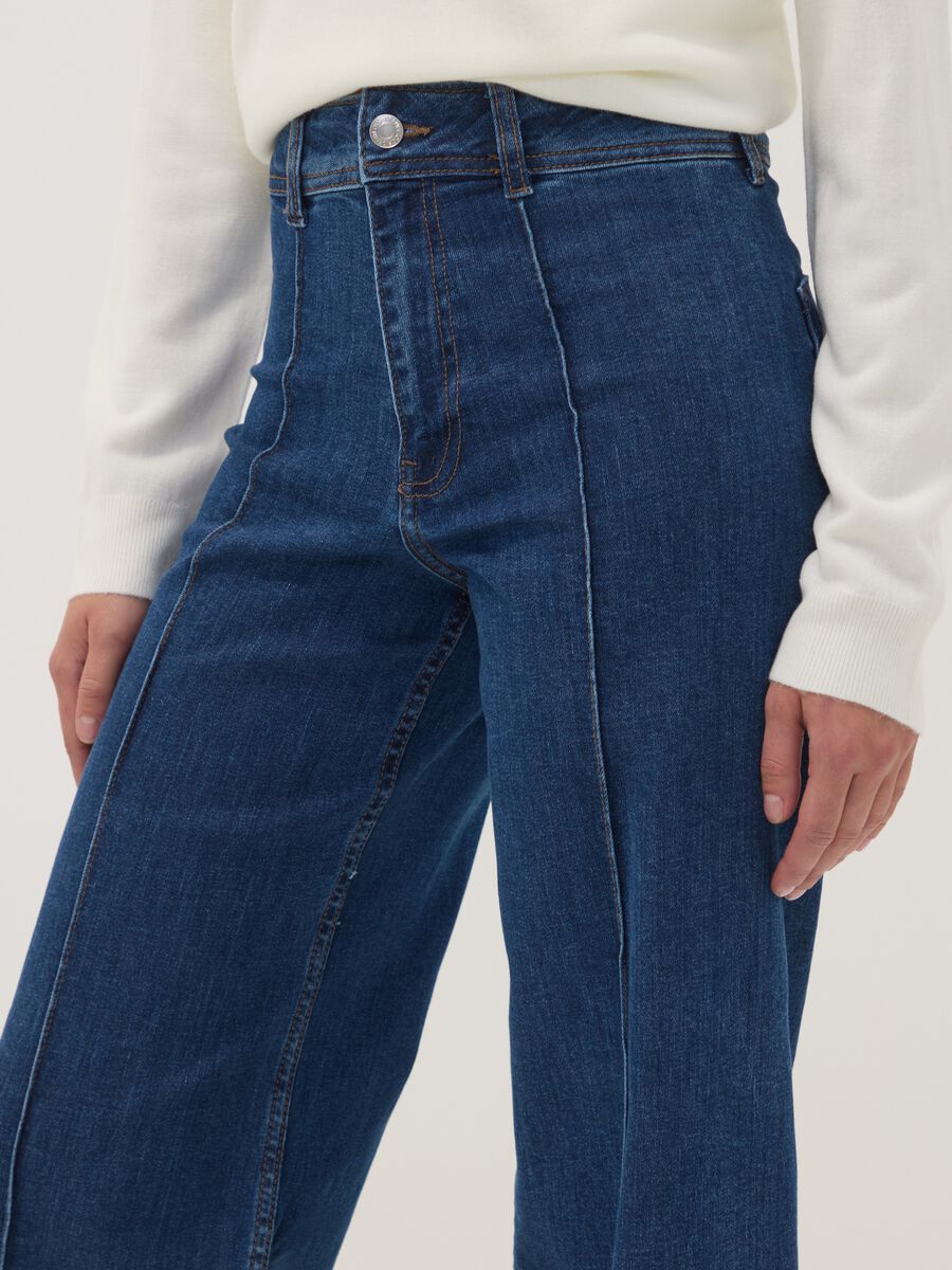 Blue wide-leg jeans in stretch cotton_3