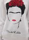 Women's cotton blend white sweatshirt regular fit with Frida Kahlo graphic_3