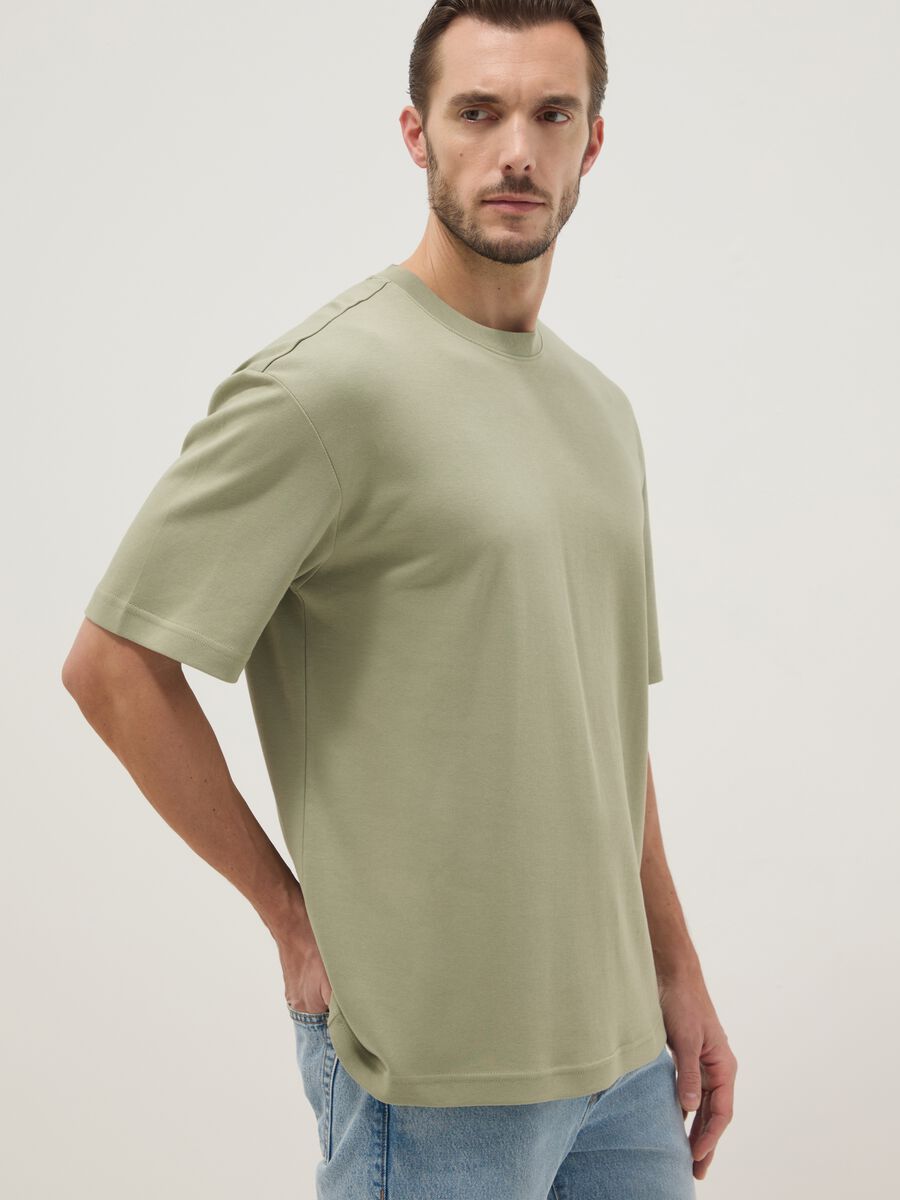 Gr&uuml;nes T-Shirt aus reiner Baumwolle mit kurzen &Auml;rmeln, Relaxed Fit_0