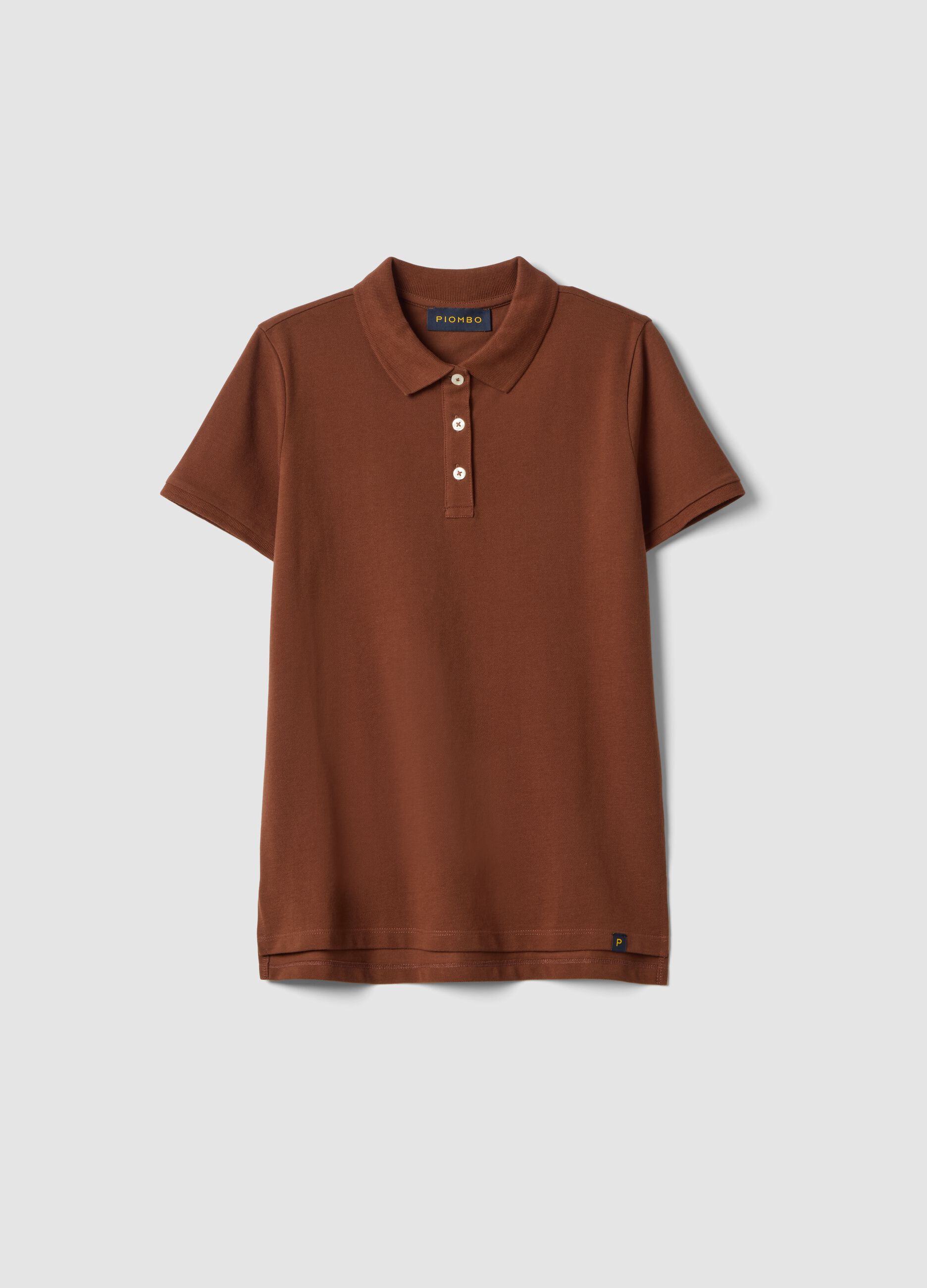 Brown regular fit organic cotton polo shirt