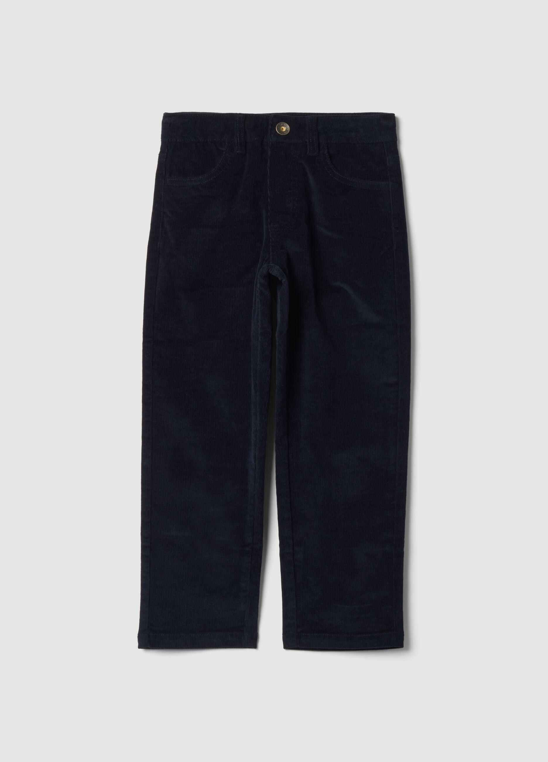 Blaue Ripp-Hose aus Stretch-Baumwolle