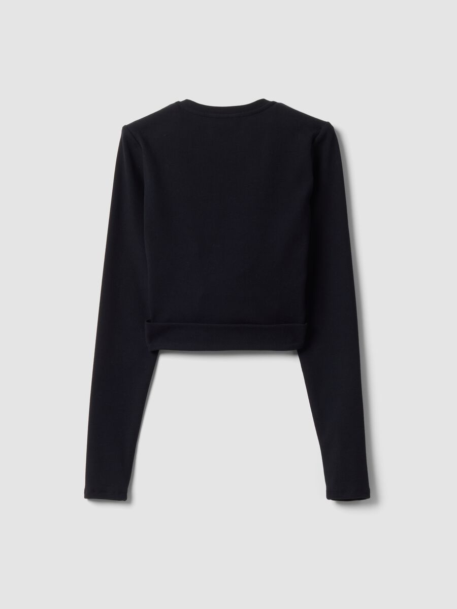 Blue stretch-cotton cardigan with deep V-neck_6