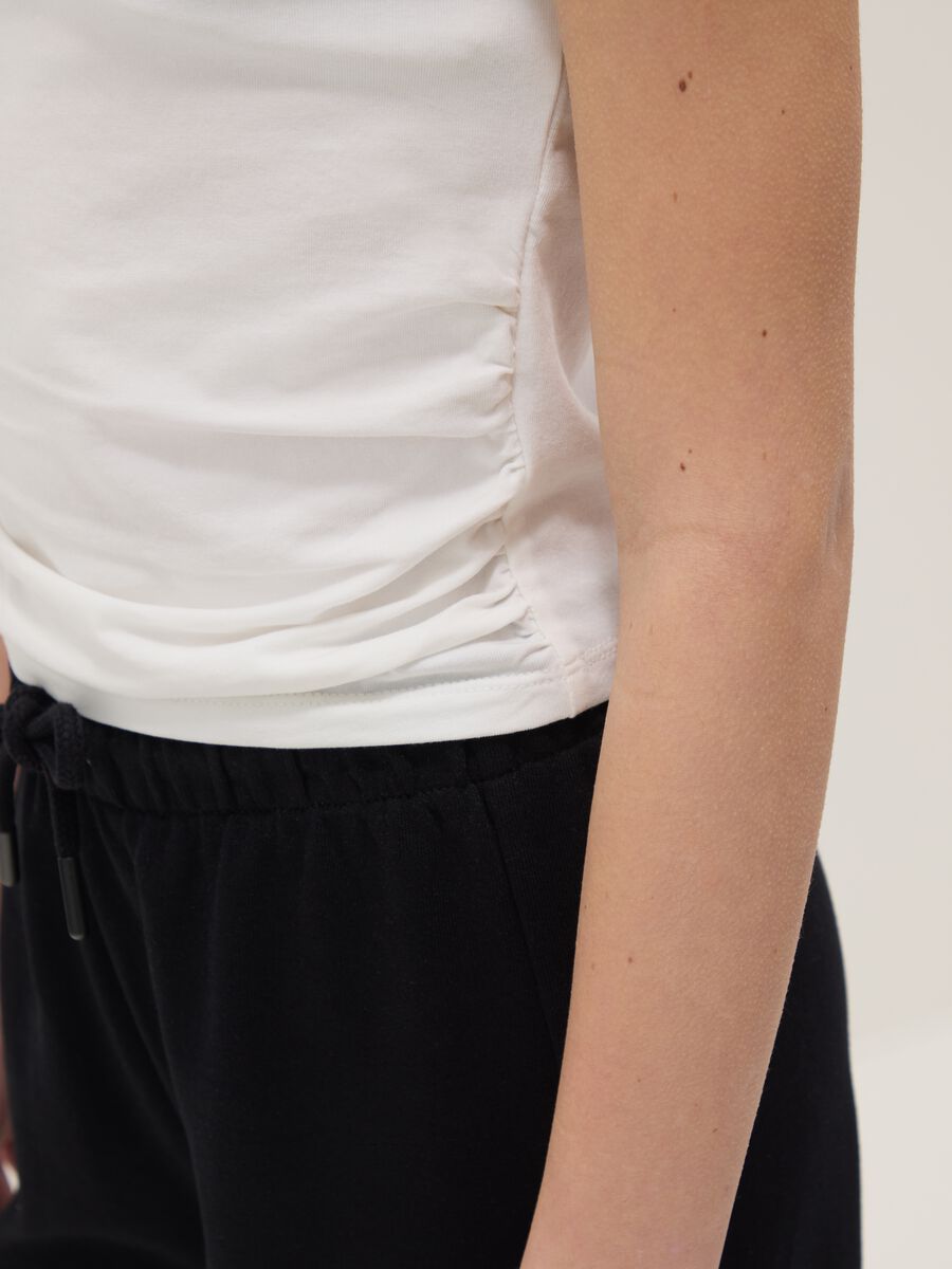 Girls' White Stretch Cotton Slim Fit T-shirt_2