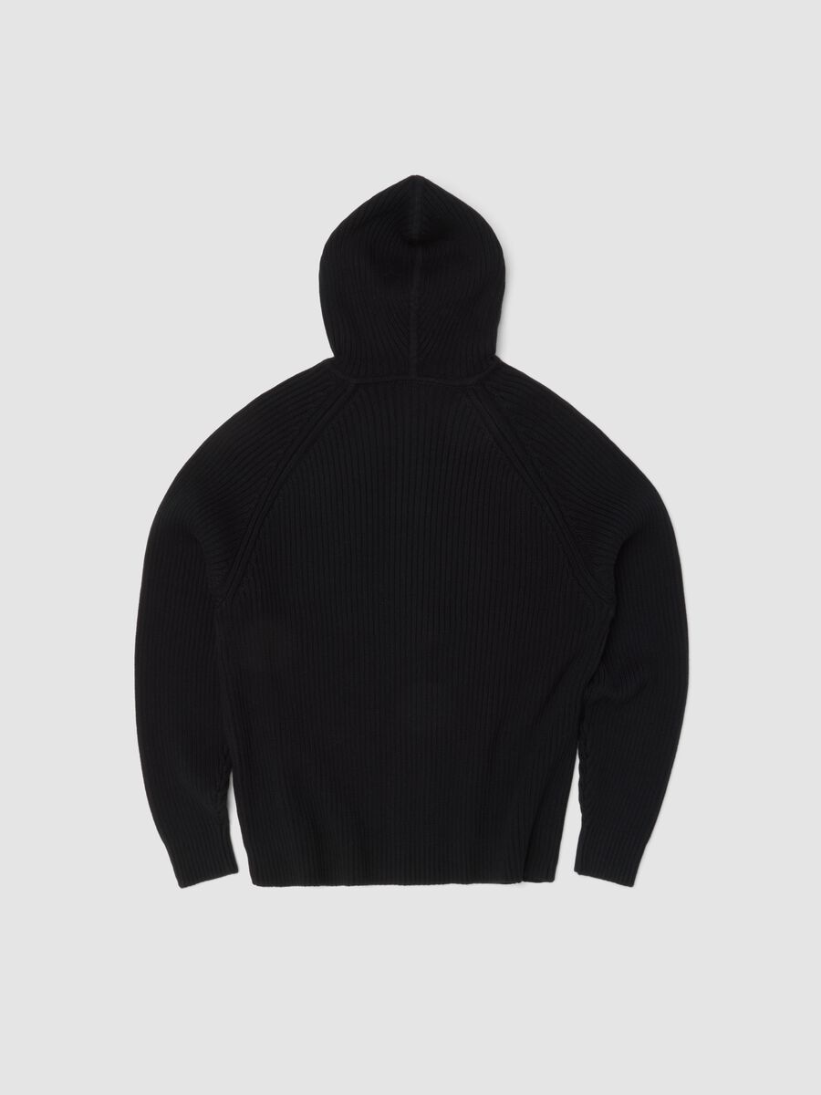 Knit Ribbed Hoodie Black_1