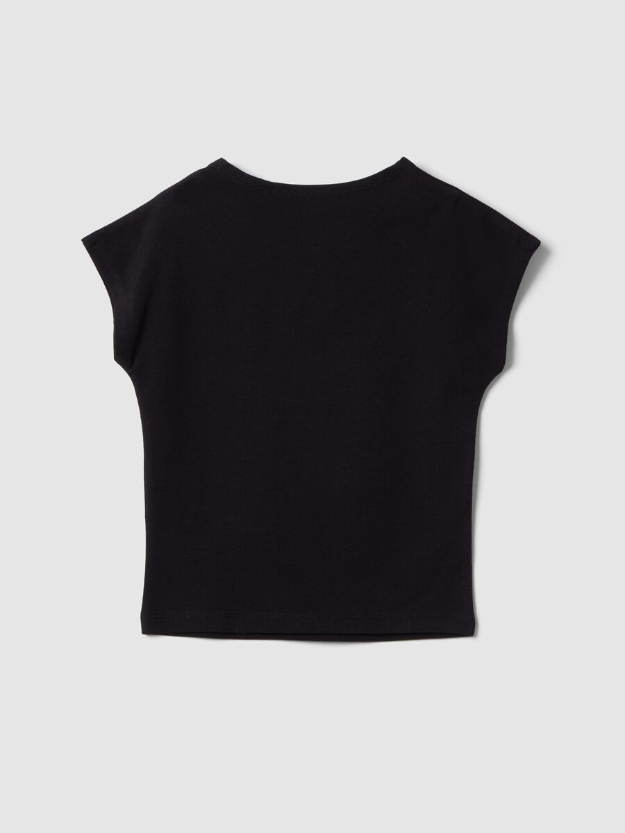 Girls' Black Stretch Cotton Slim Fit T-shirt_4