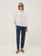 White stretch-cotton top with soft funnel neck_1