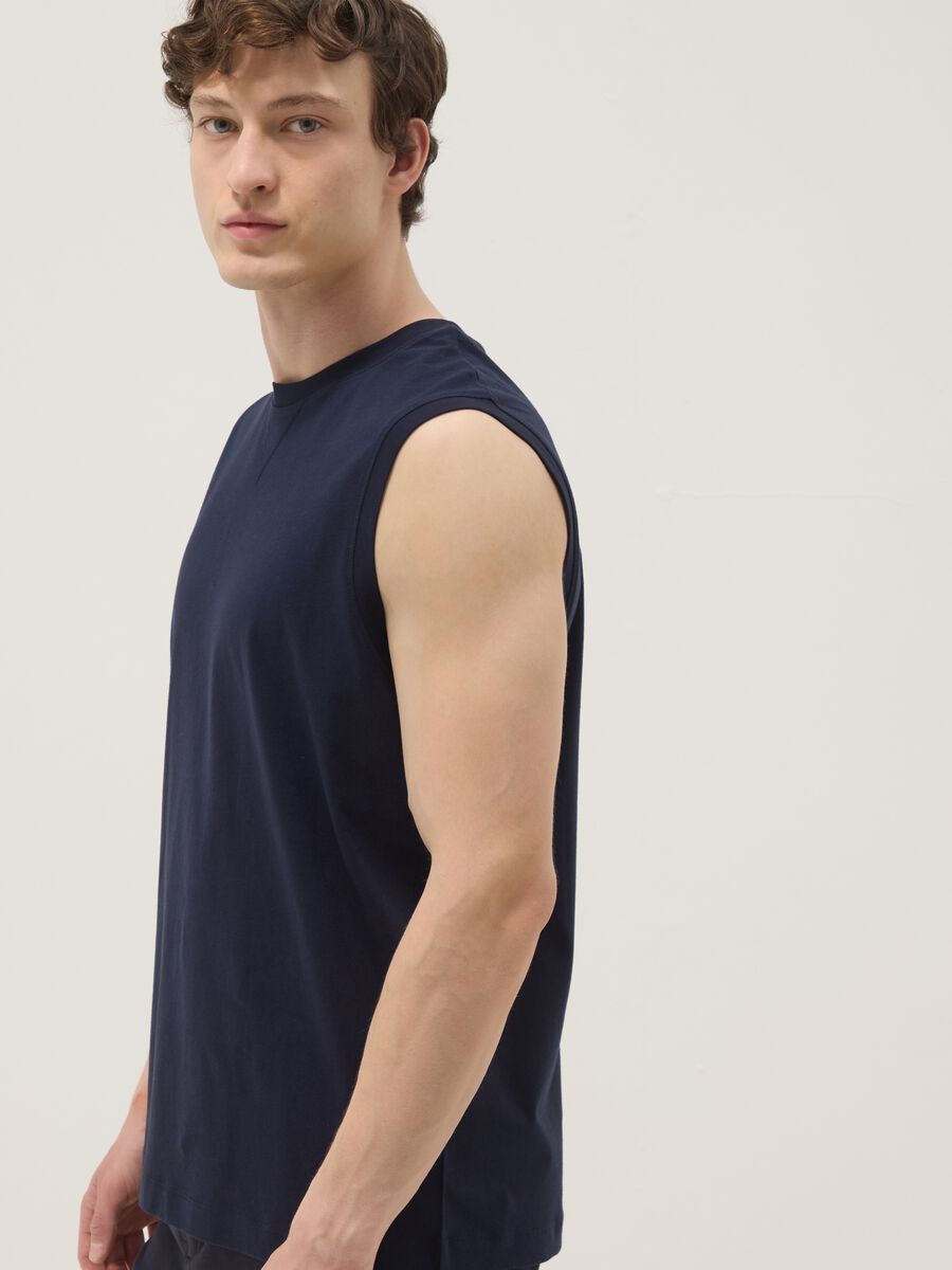 Blue pure cotton vest_2