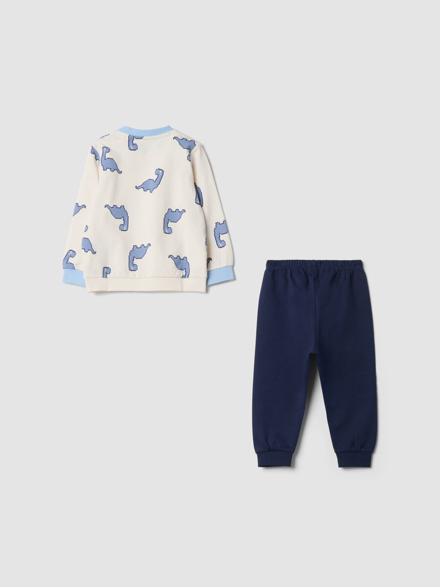 Pigiama blu in puro cotone organico con girocollo_1