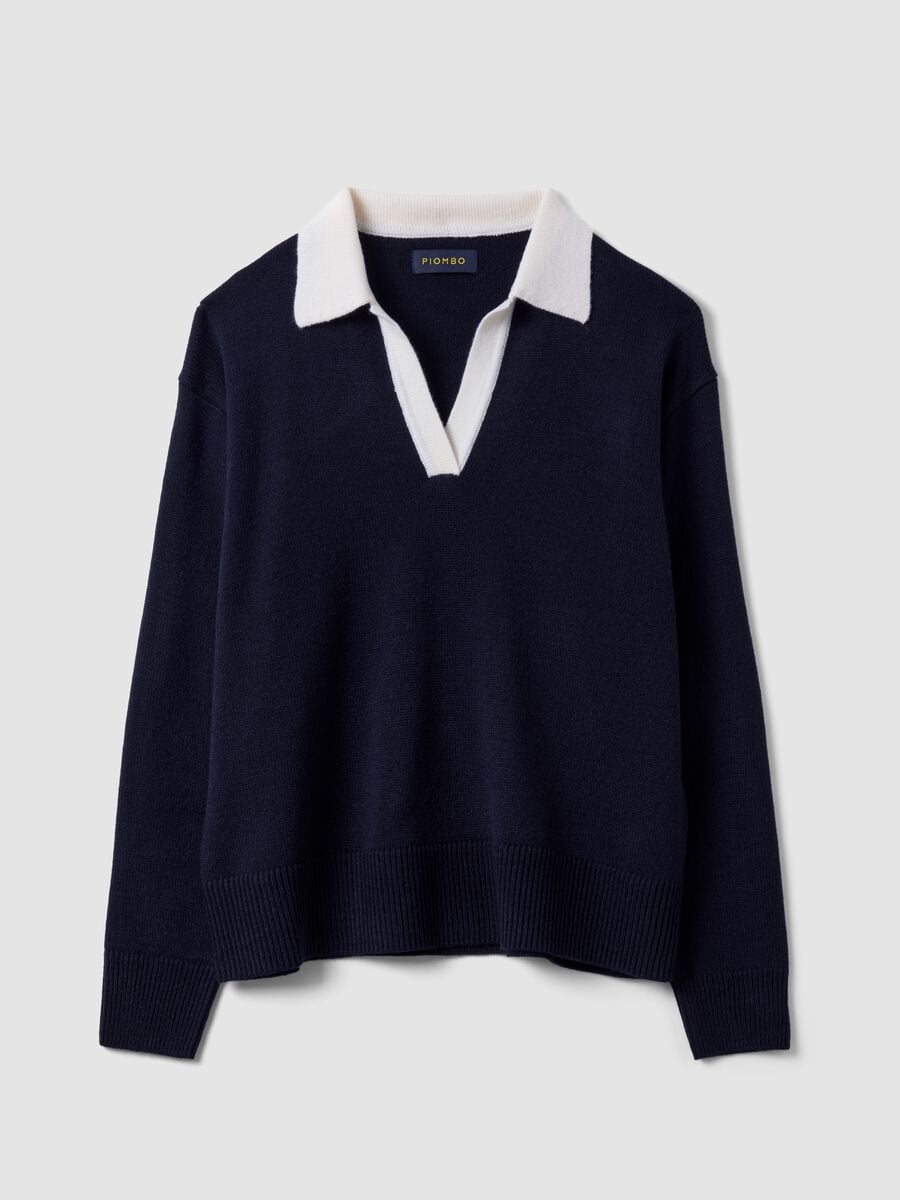 Blue wool-blend polo-collar jumper_4
