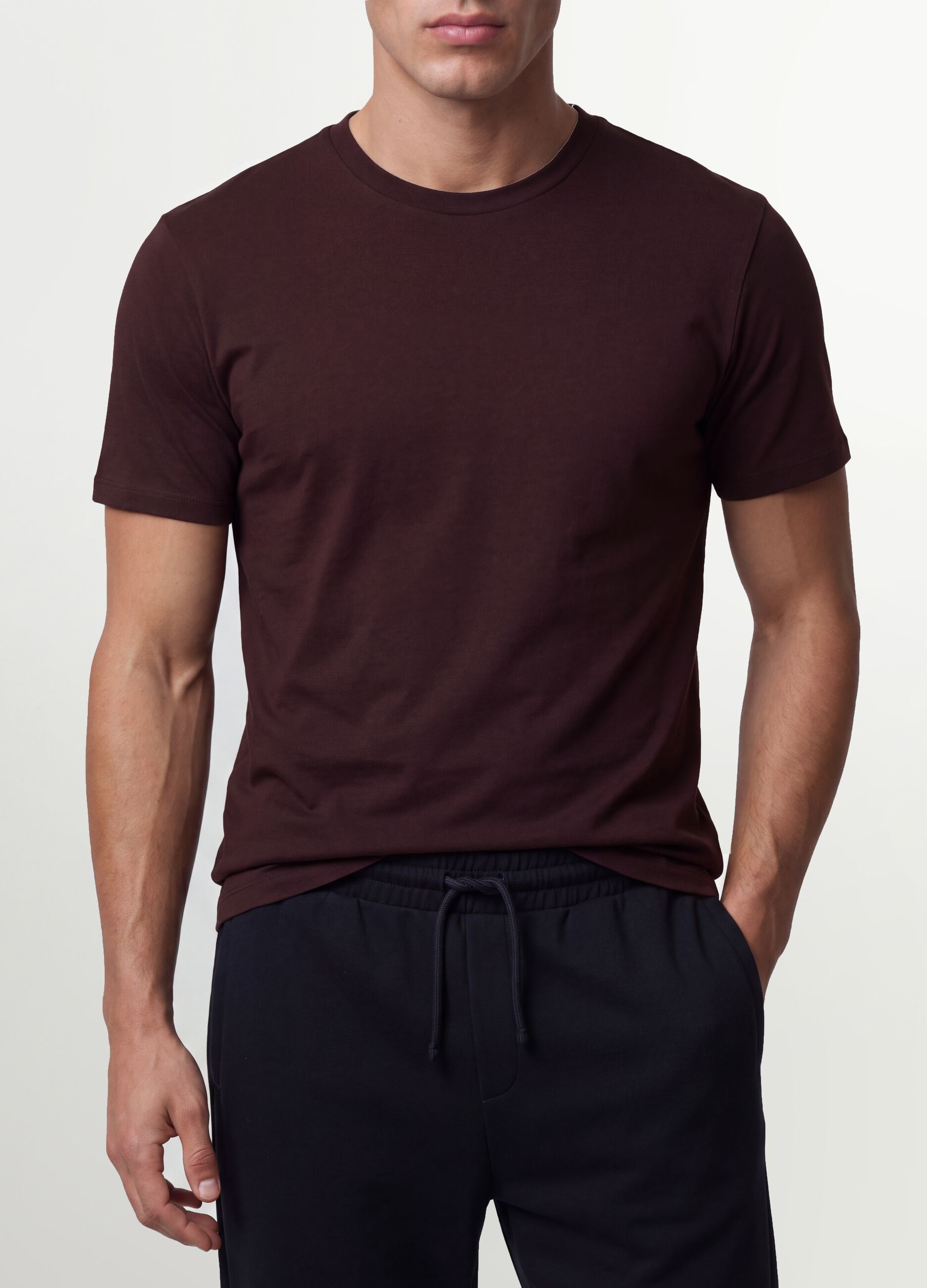 Brown organic cotton slim-fit short-sleeve T-shirt