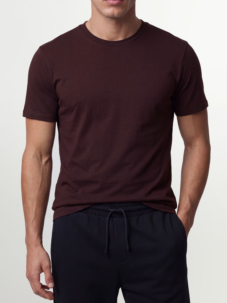 Brown organic cotton slim-fit short-sleeve T-shirt_3