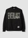 Black cotton-blend sweatshirt with front print, regular fit_0