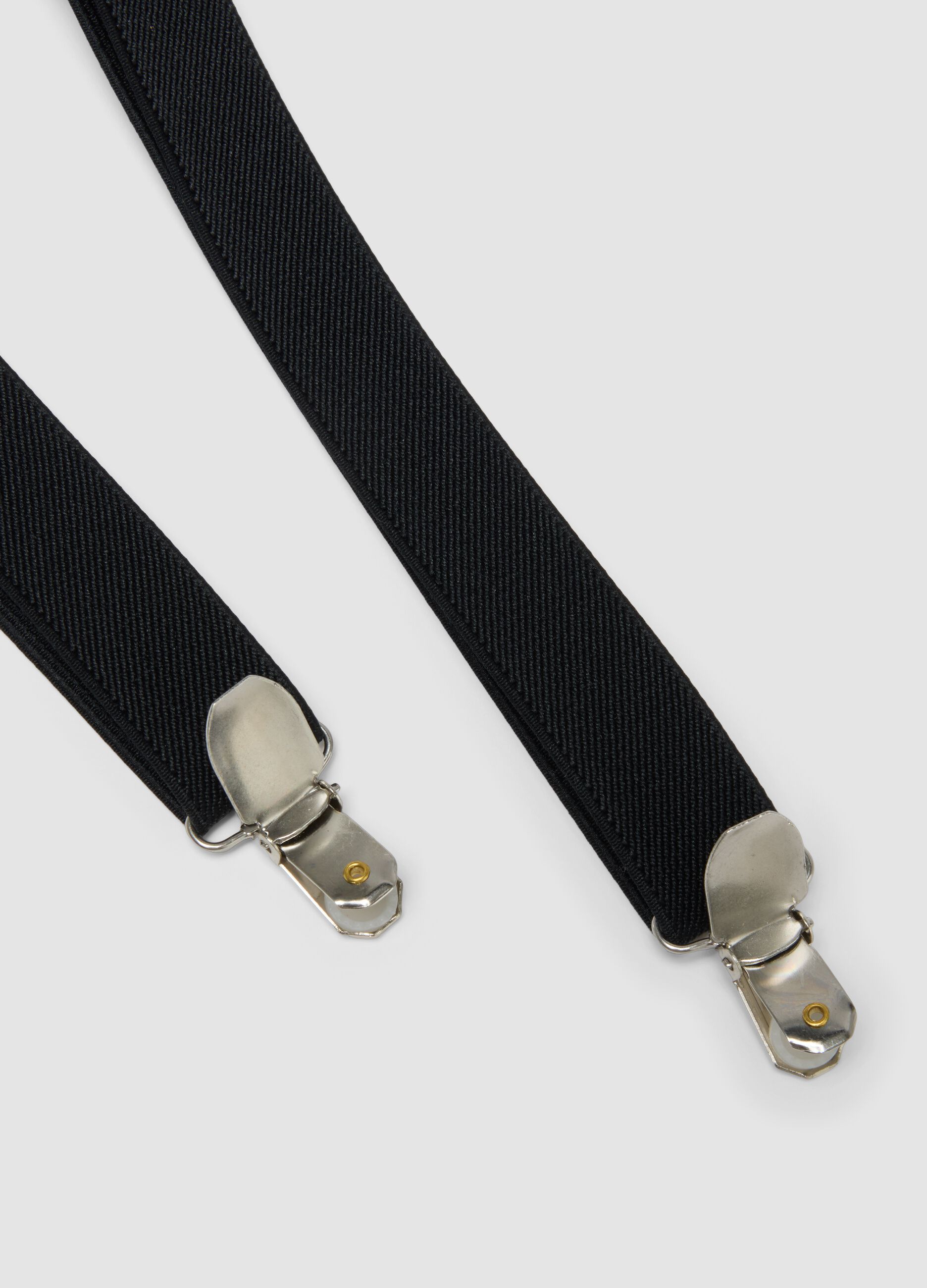 Black elasticated braces with clips