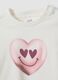 White organic cotton T-shirt with heart print for girls, regular fit_2