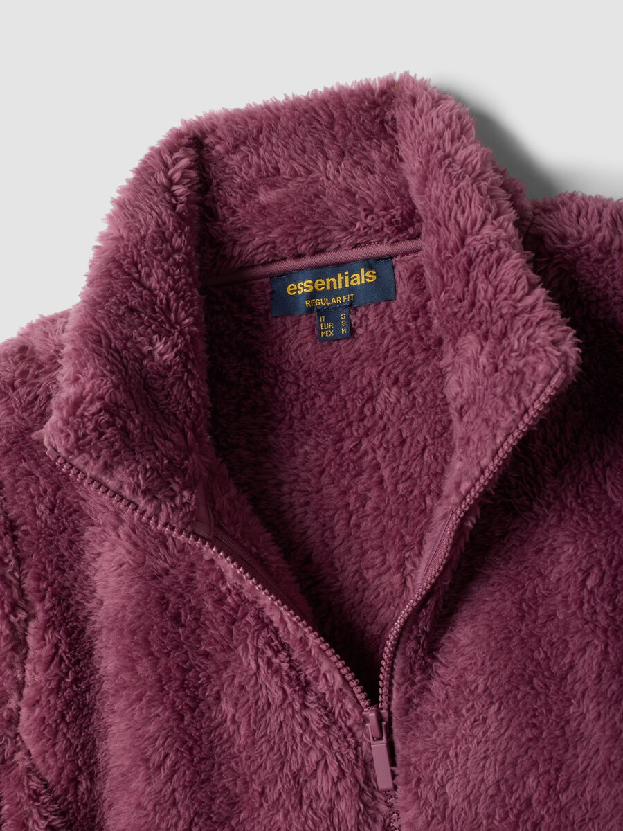 Felpa viola malva con girocollo e zip regular fit_2