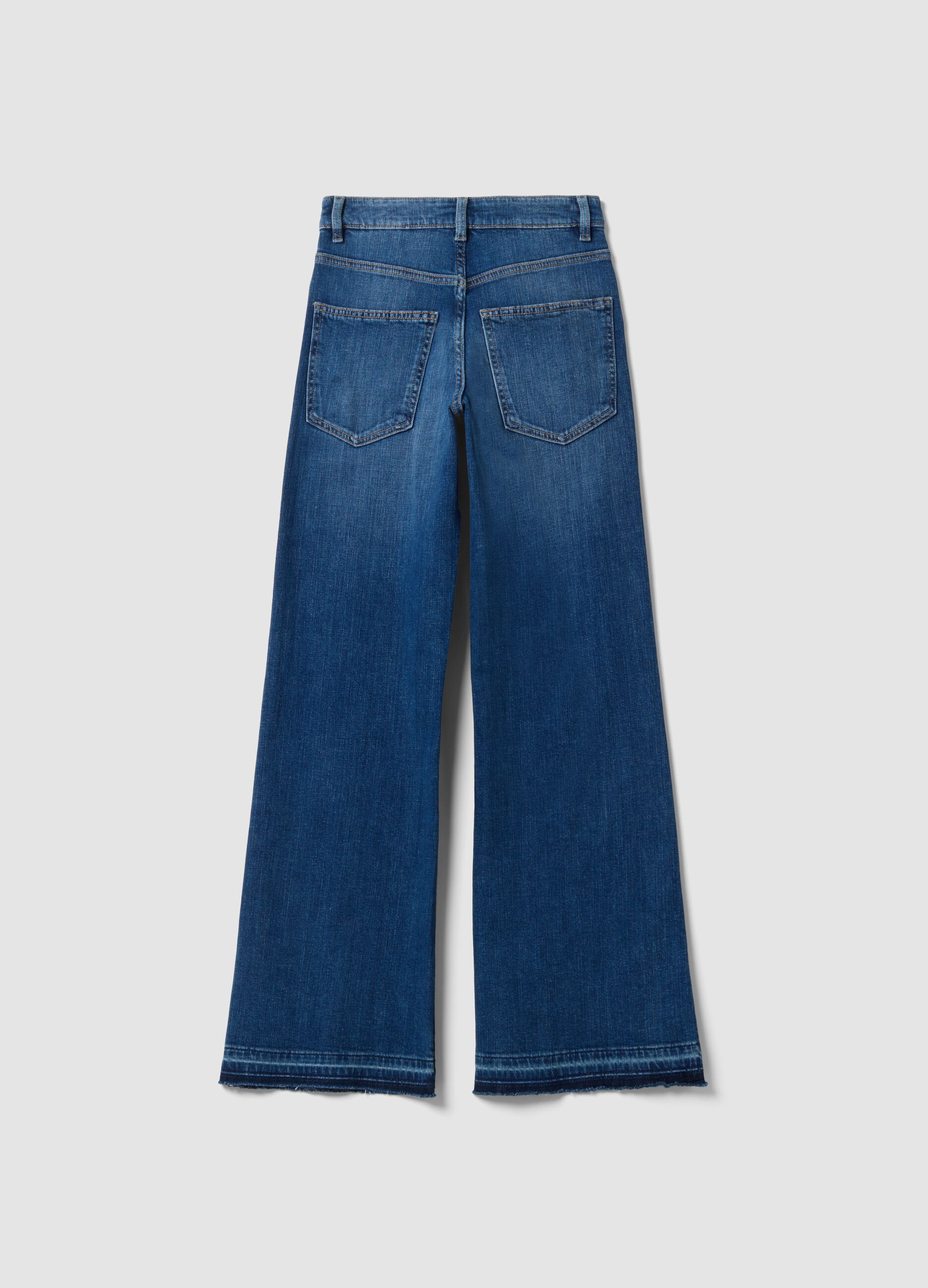 Blue wide-leg stretch cotton jeans