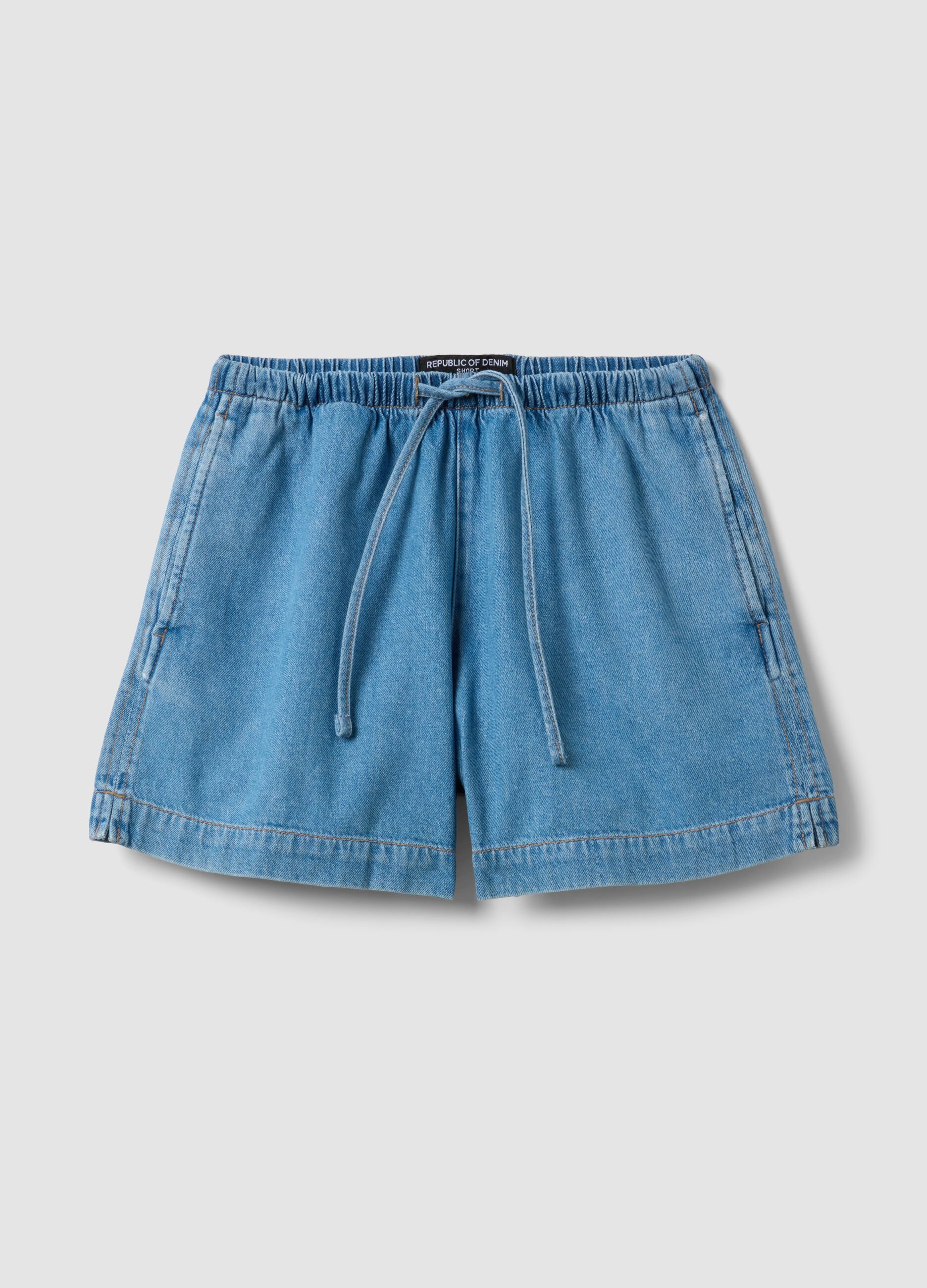 Light blue pure cotton denim shorts