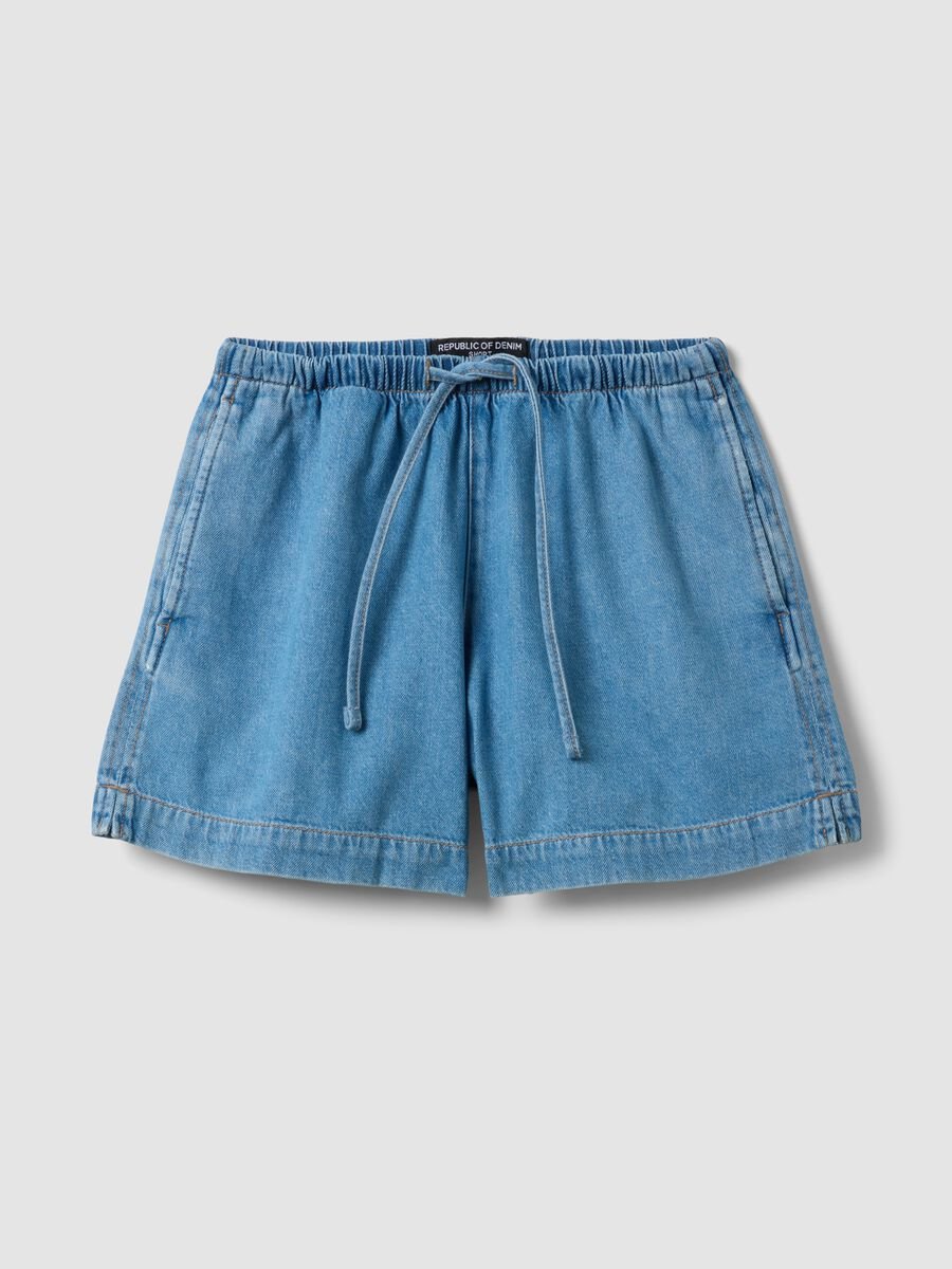 Light blue pure cotton denim shorts_0