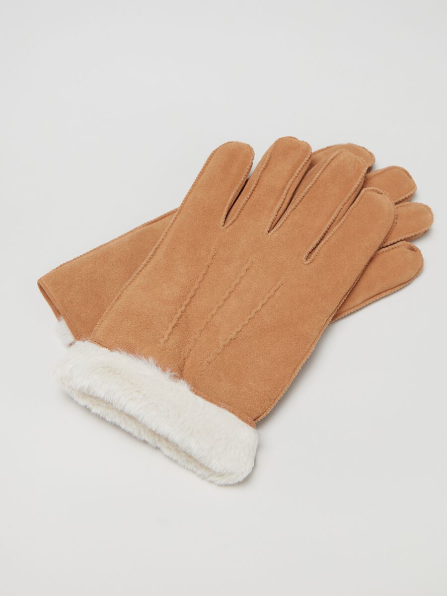 Leather gloves with faux fur_2