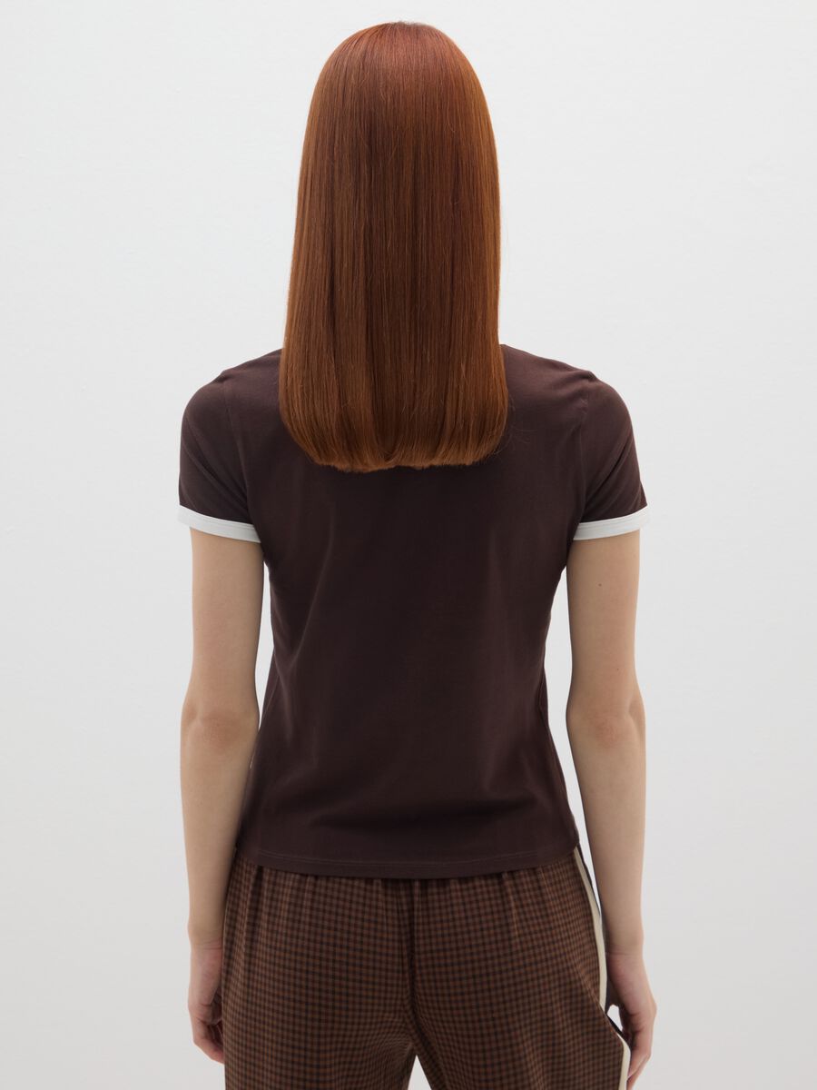 Brown regular fit stretch cotton t-shirt_2